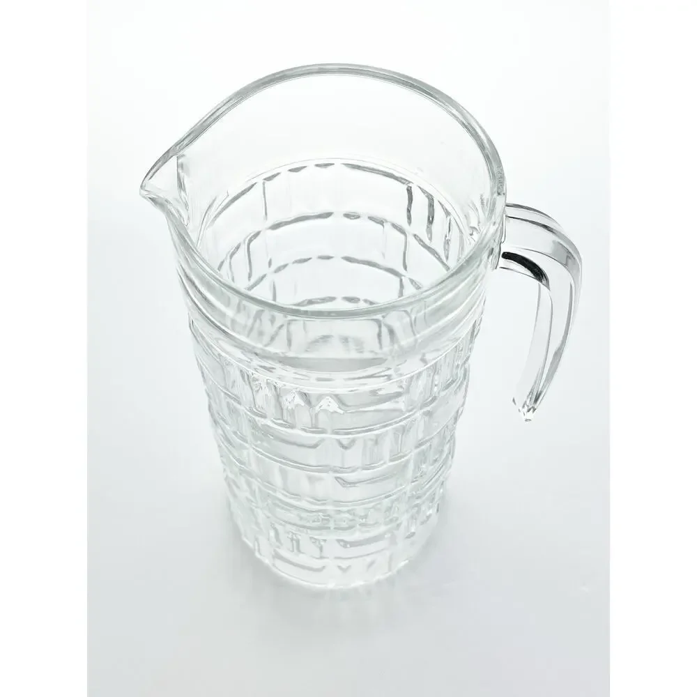 Vintage Geometric Grid Plaid French Glass Martini Alcohol Mixing Pitcher 8” 38oz